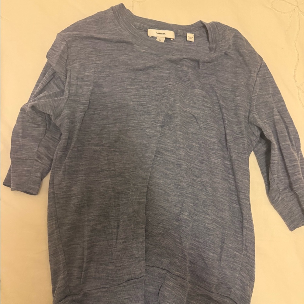 Vince Heathered Blue Crew Neck Top size small